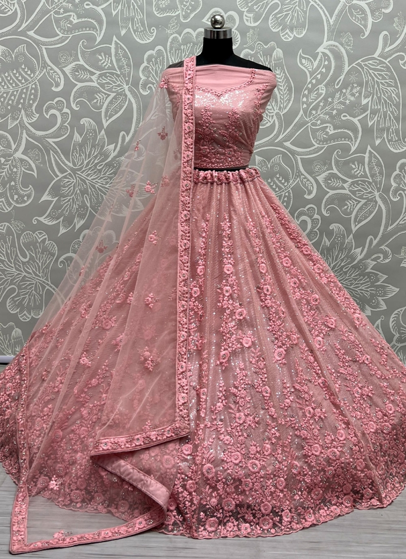Cute Pink Embroidered Art Silk Trendy Lehenga Choli