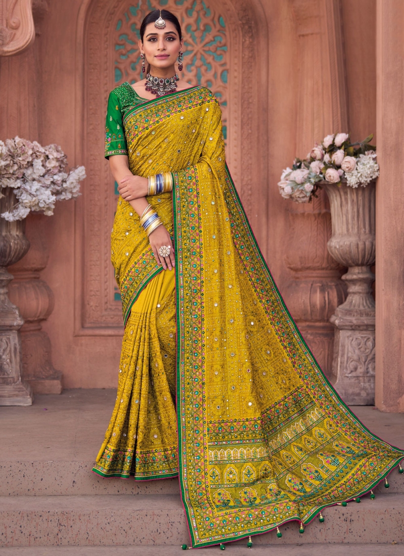 Yellow Silk Saree | Leemboodi