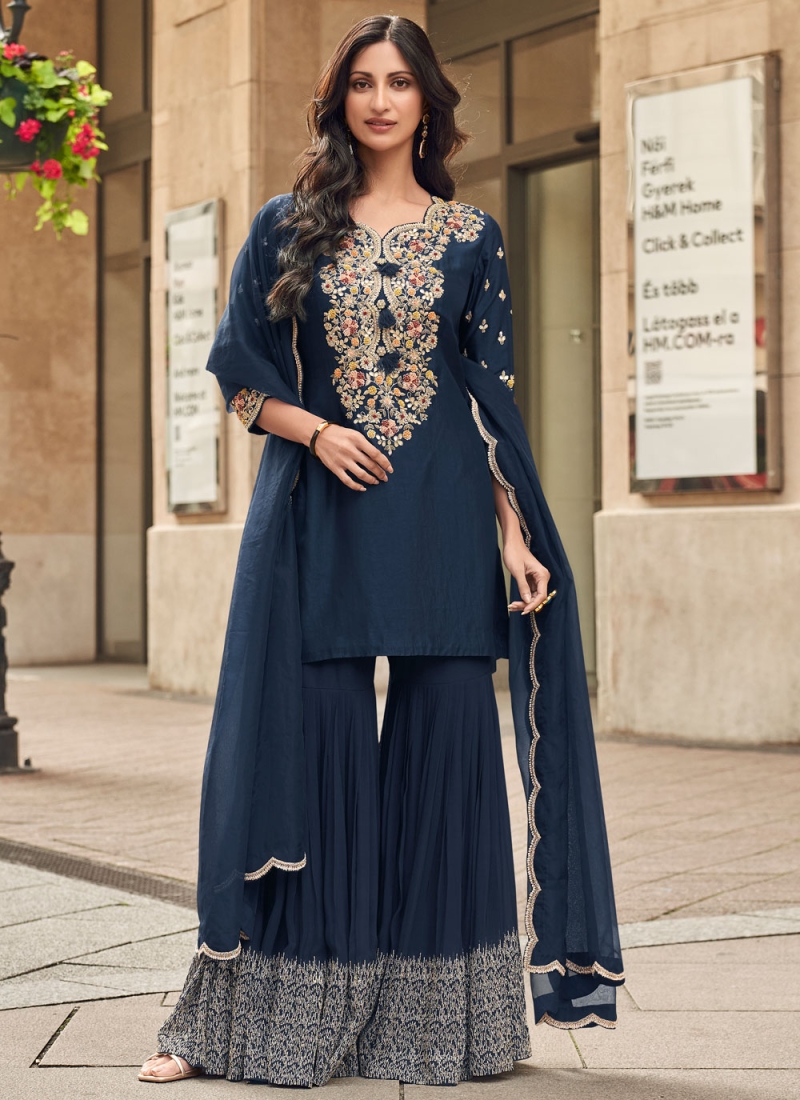 Enthralling Thread Silk Trendy Salwar Kameez