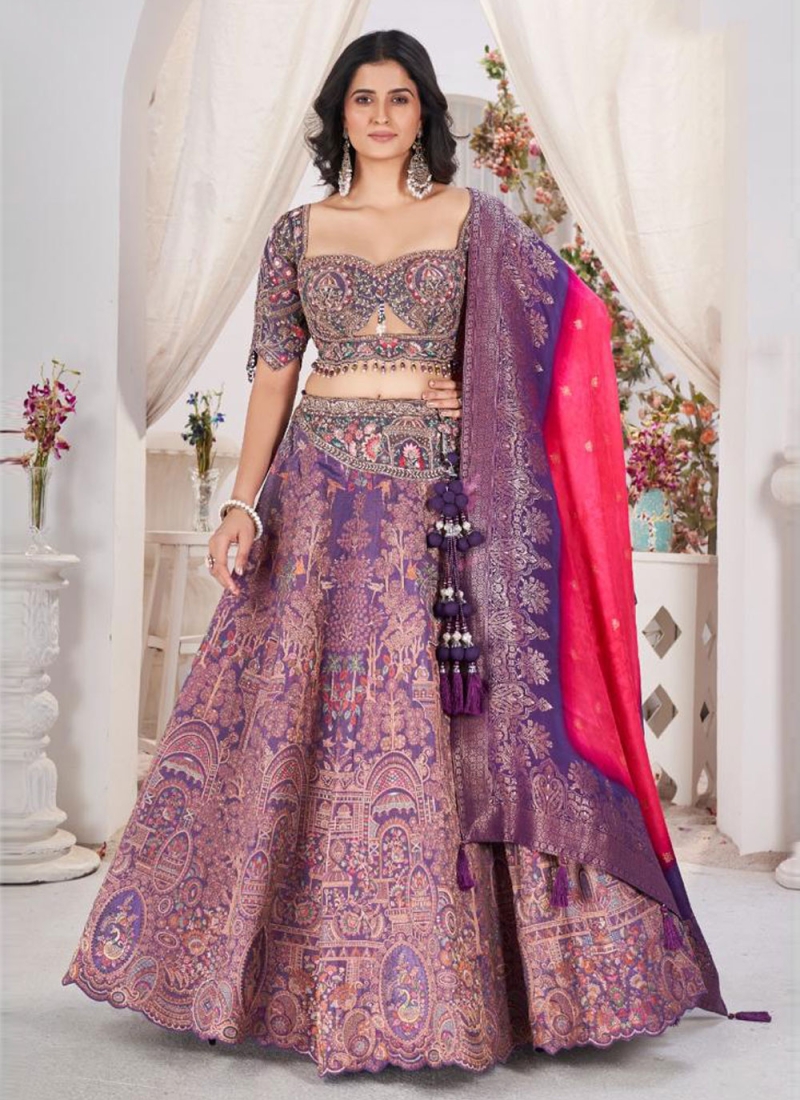 Enticing Embroidered Jacquard Readymade Lehenga Choli