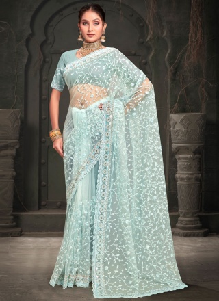 Enticing Sequins Net Traditional Saree