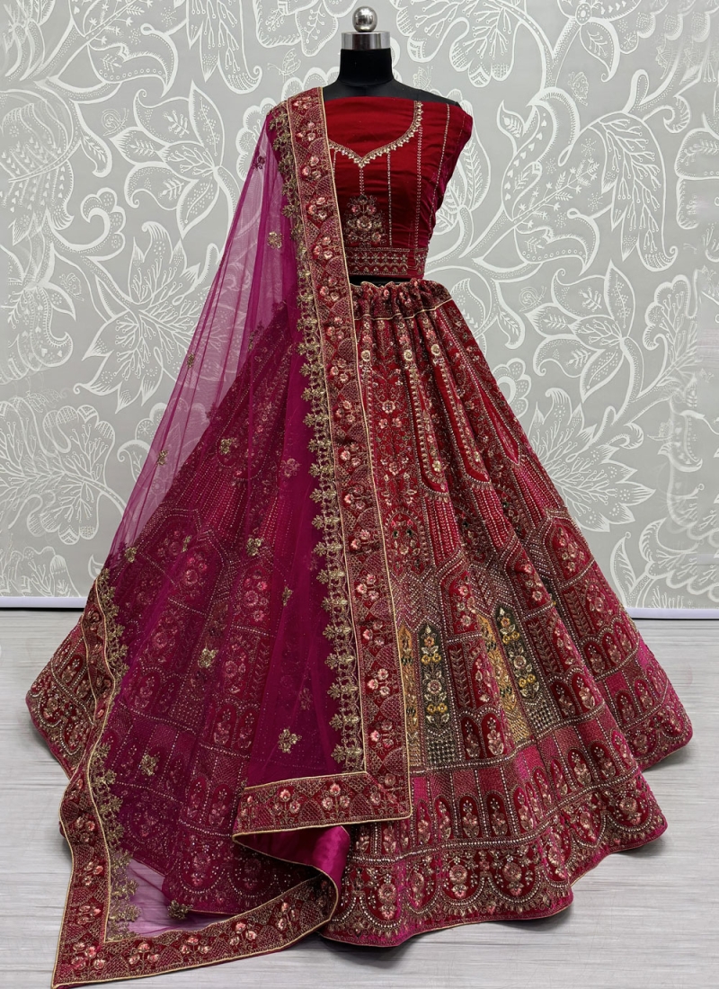 Enticing Thread Velvet Designer Lehenga Choli