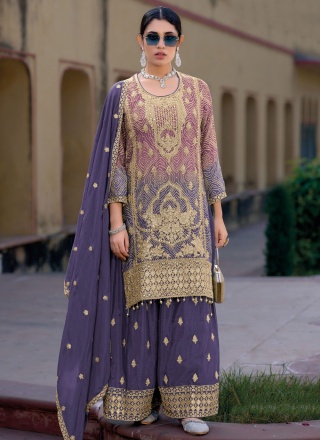 Entrancing Violet Readymade Salwar Kameez