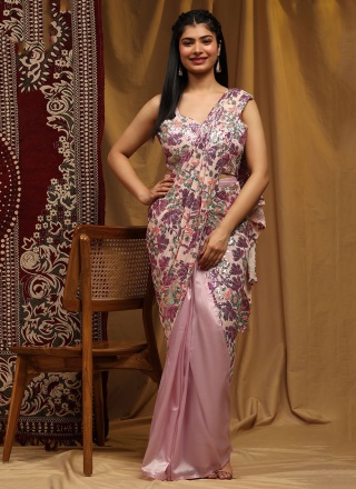 Epitome Embroidered Pink Trendy Saree