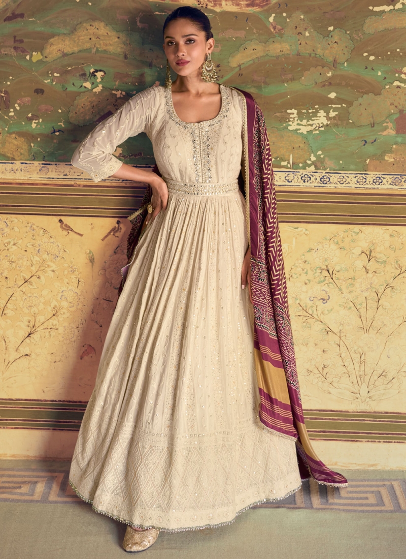 Epitome Pure Georgette Reception Floor Length Gown