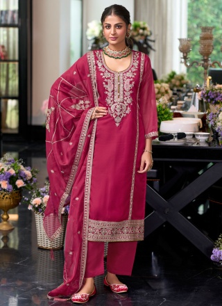 Especial Embroidered Organza Rani Readymade Salwar Kameez