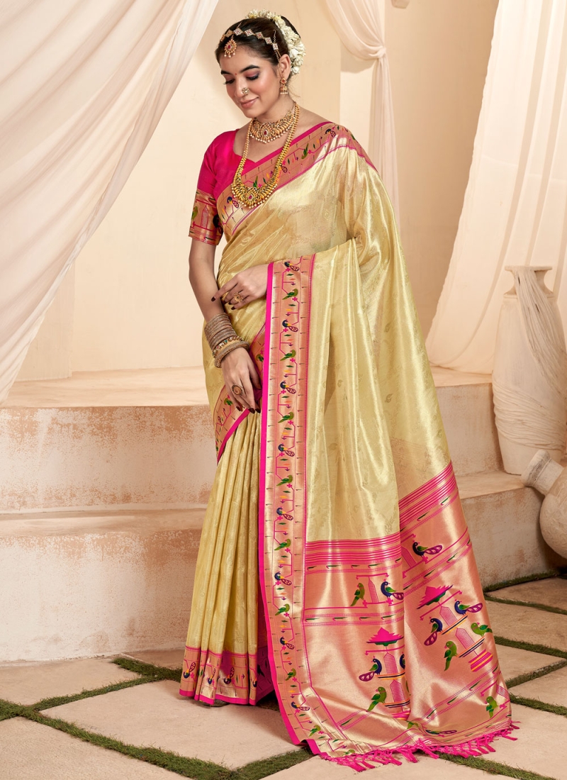 Ethnic Jacquard Work Tissue Contemporary Style Saree