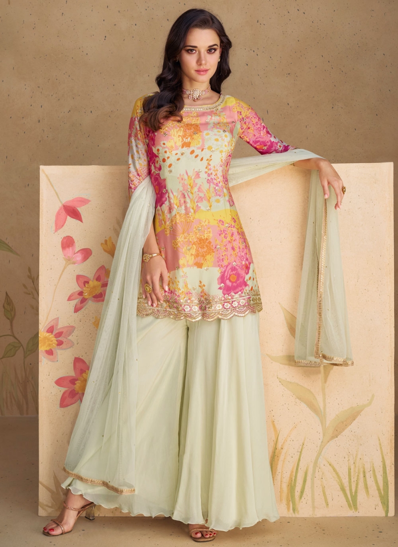 Ethnic Silk Ceremonial Palazzo Salwar Kameez