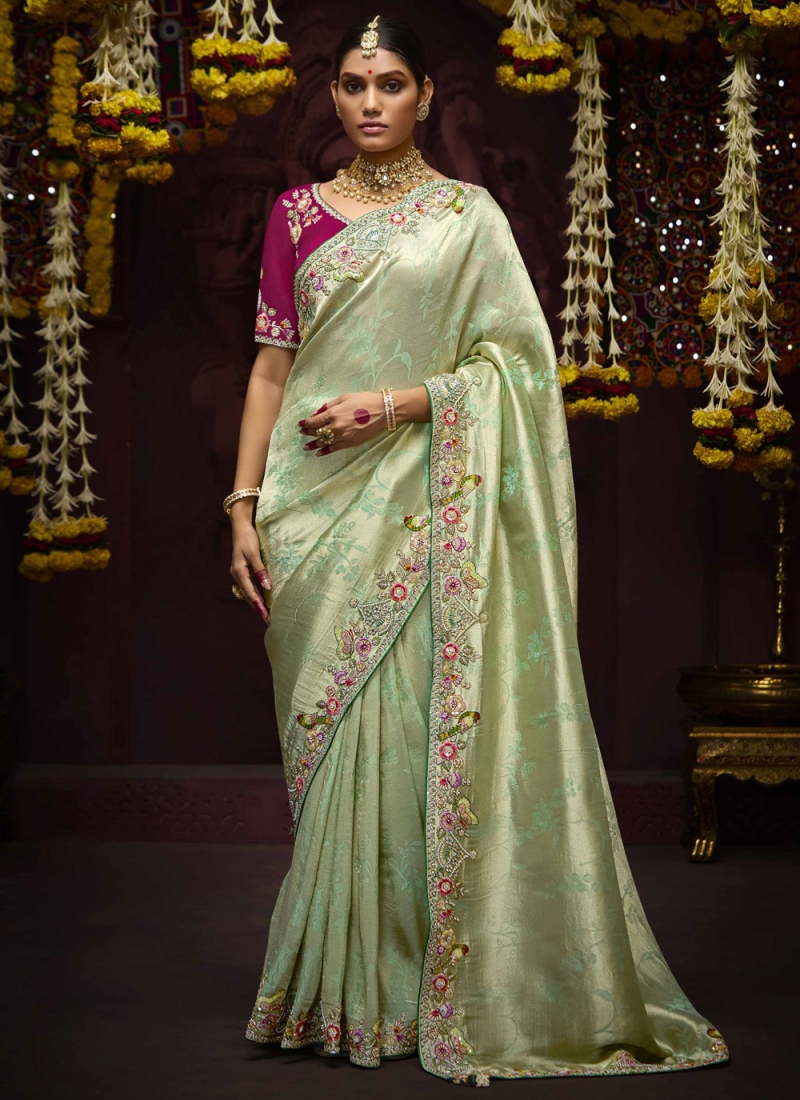 Exceeding Sea Green Zari Kanjivaram Silk Traditional Saree