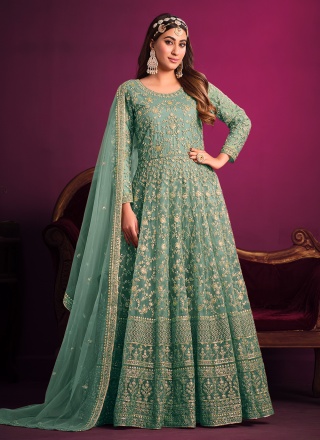 Exciting Green Embroidered Anarkali Salwar Suit