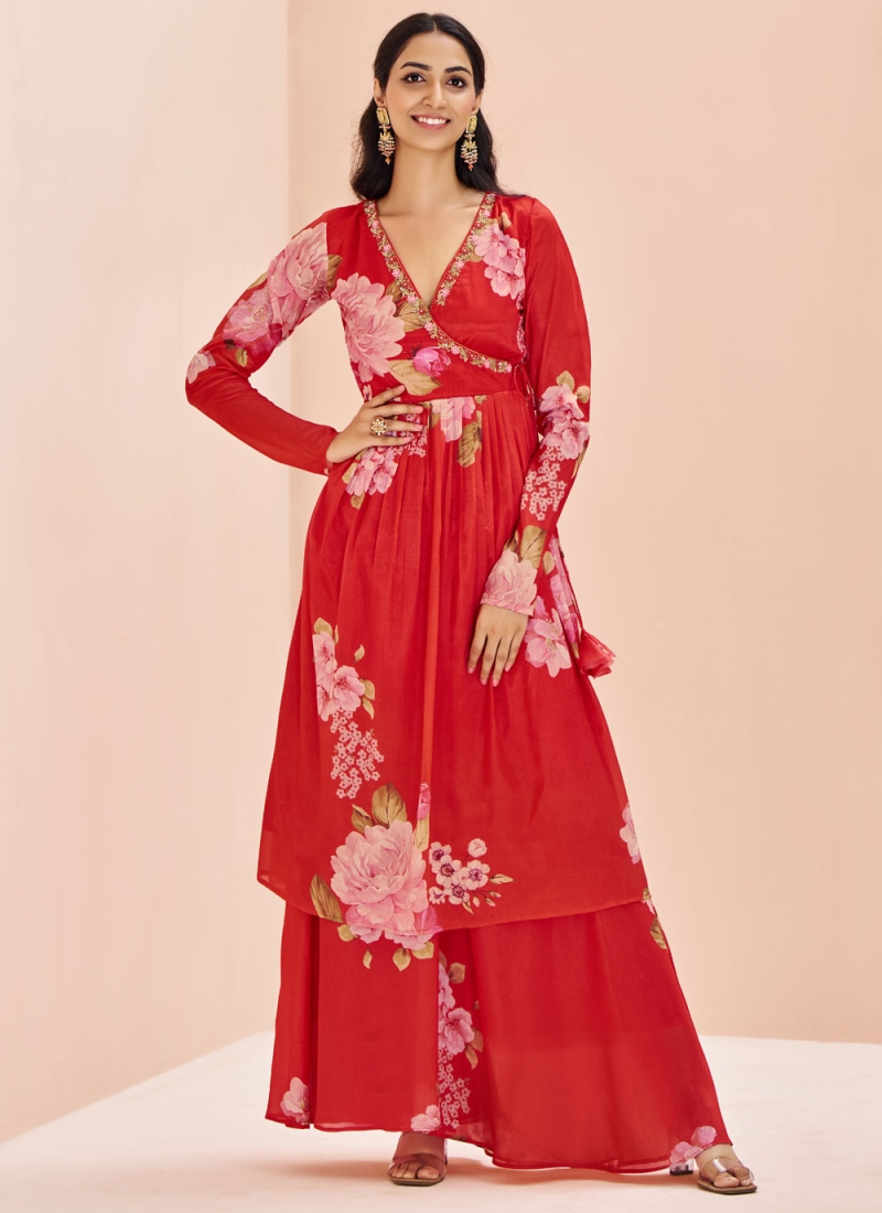 Exciting Red Party Wear Kurti