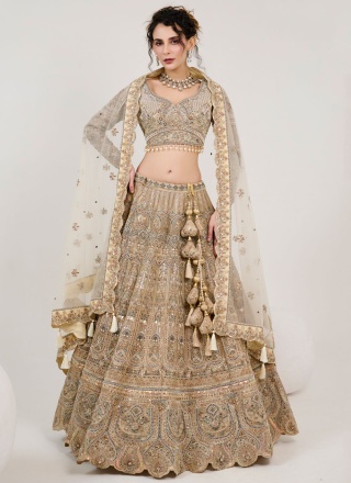 Exquisite Brown Thread Net Readymade Lehenga Choli