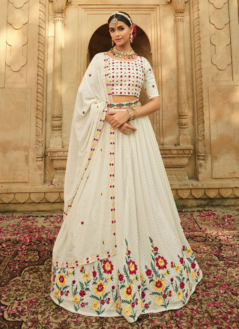 Off White Multi Embroidered Traditional Lehenga Choli | Party wear lehenga,  Stylish lehenga, Lehenga white