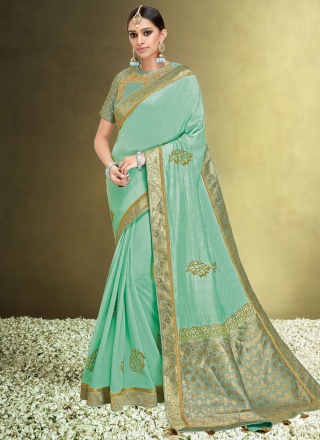 Extraordinary Aqua Blue Contemporary Saree