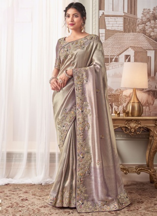 Extraordinary Viscose Thread Grey Traditional Saree