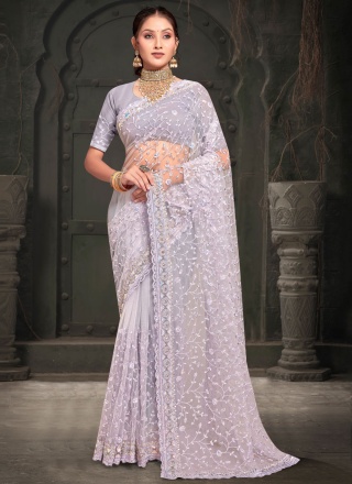 Fab Net Lavender Contemporary Saree