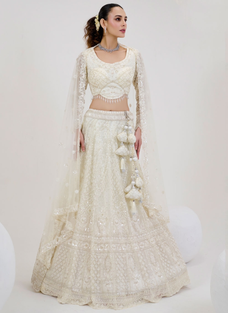 Fab White Thread Readymade Lehenga Choli