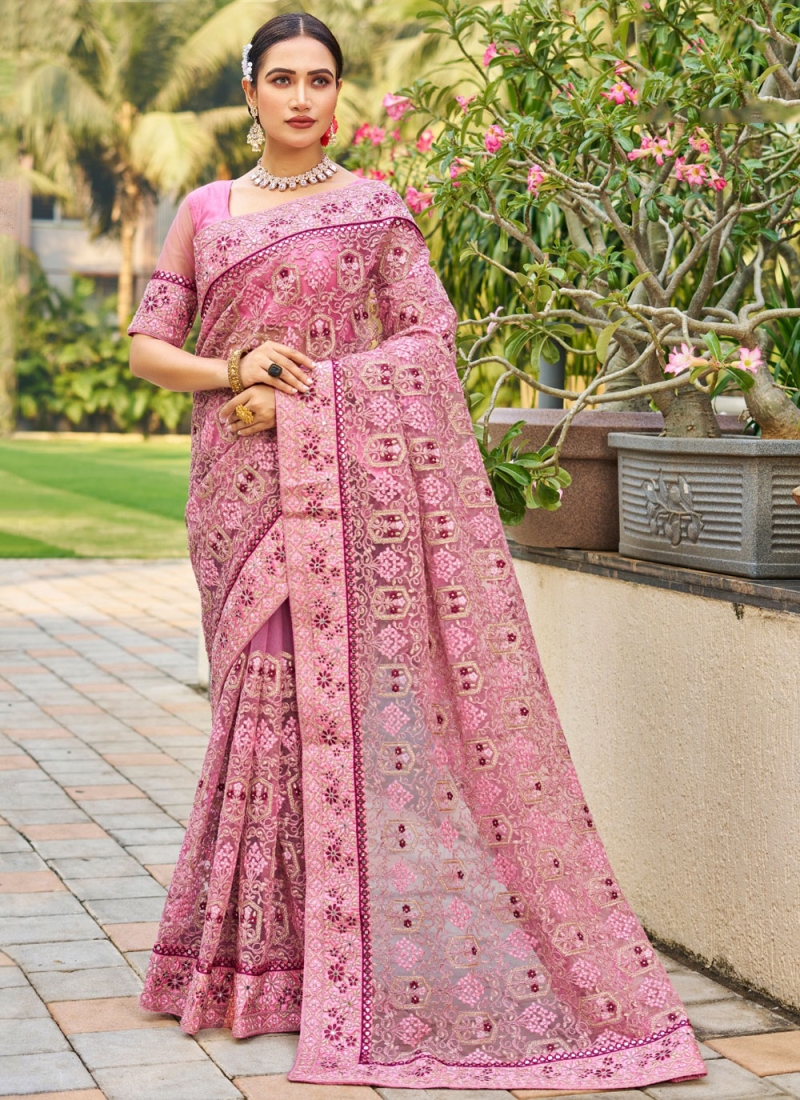 Fabulous Net Mirror Classic Saree