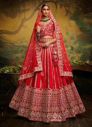 Trendy Lehenga Choli Dori Work Net in Maroon and Pink