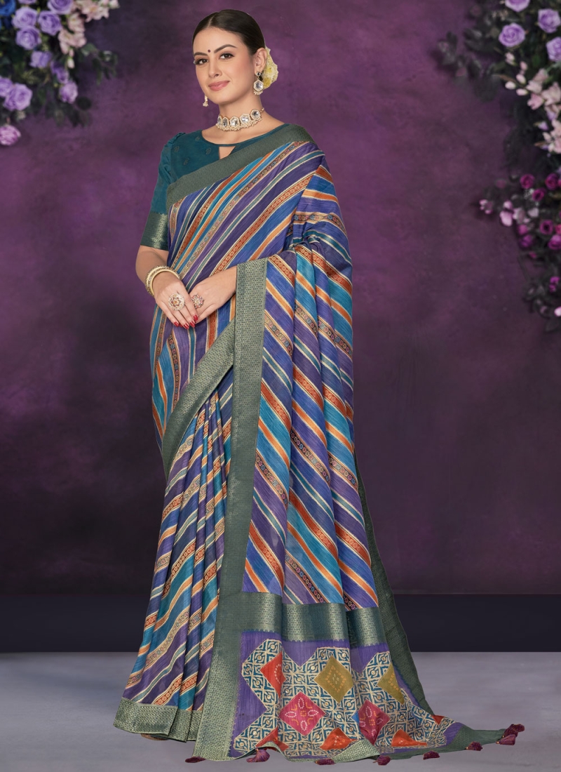 Fabulous Tussar Silk Multi Colour Contemporary Saree