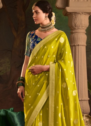 Fabulous Weaving Silk Green Contemporary Saree