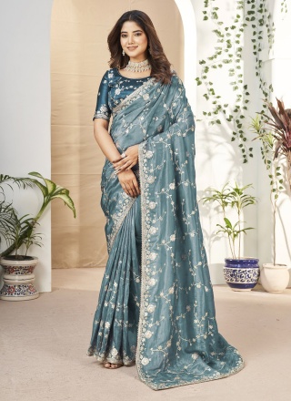 Fancy Fabric Teal Traditional Saree