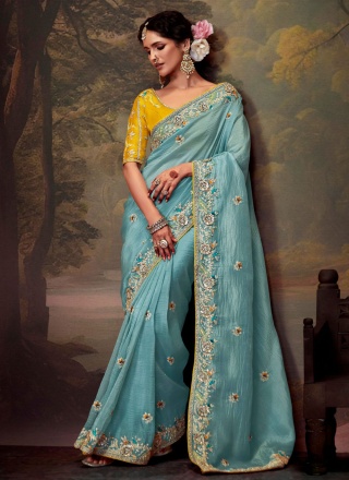 Fantastic Aqua Blue Ceremonial Classic Saree