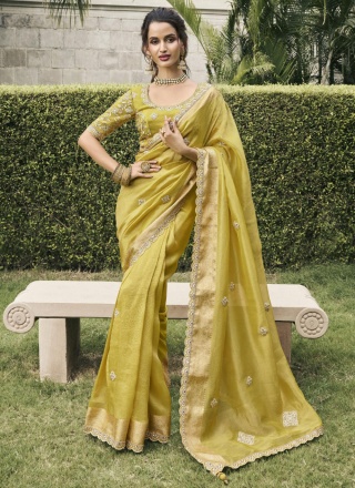 Fantastic Border Green Tussar Silk Trendy Saree