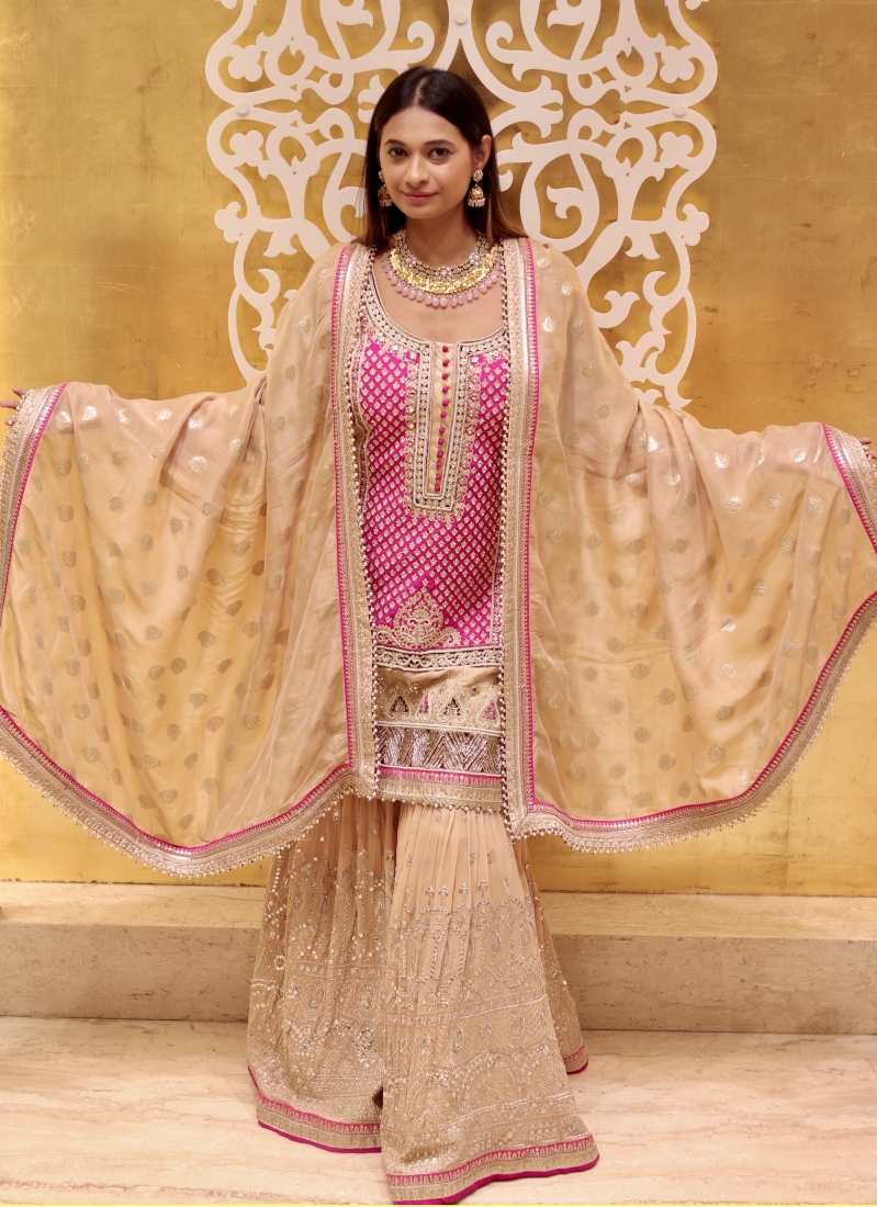 Faux Georgette Mirror Work Ceremonial Palazzo Salwar Kameez