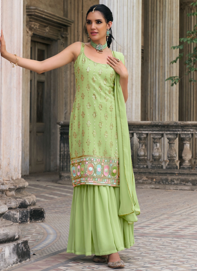 Fine Embroidered Faux Georgette Readymade Salwar Kameez