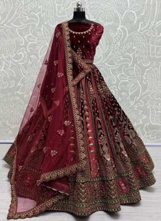 Fine Maroon Ceremonial Trendy Lehenga Choli