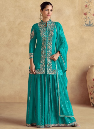 Firozi Embroidered Trendy Palazzo Salwar Kameez