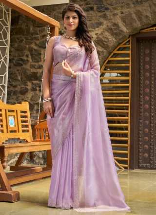 Flattering Swarovski Lavender Contemporary Saree