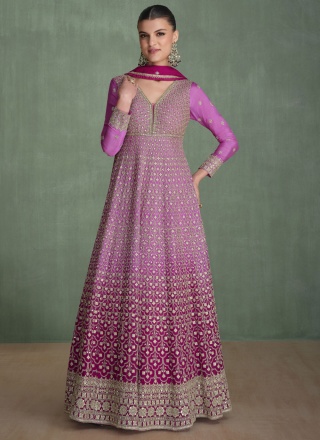 Floral Dimond Silk Magenta and Rani Readymade Gown