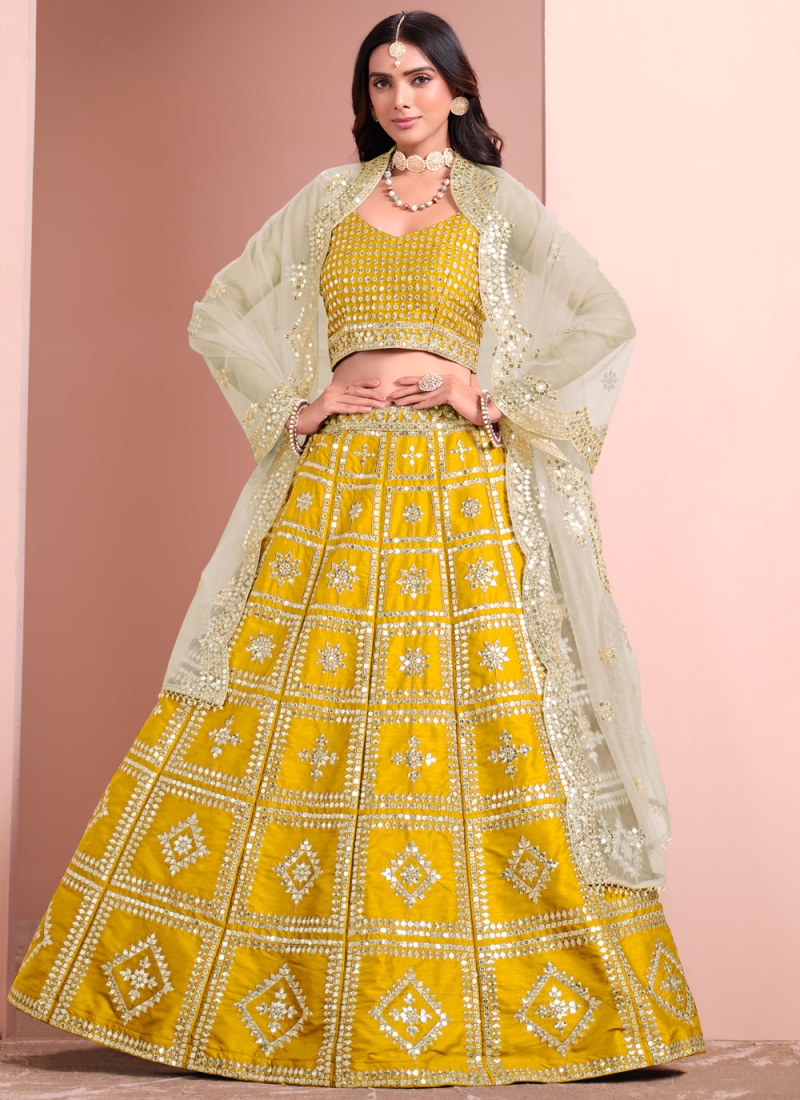 Floral Thread Art Silk Trendy A Line Lehenga Choli