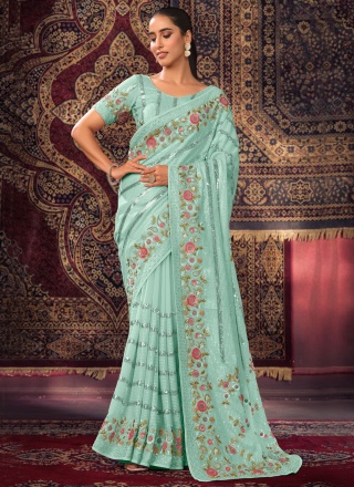 Gilded Sea Green Reception Designer Saree