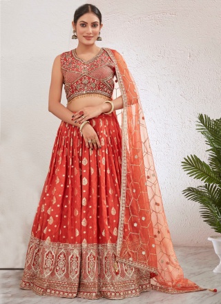 Glamorous Salmon pure-dola Readymade Lehenga Choli