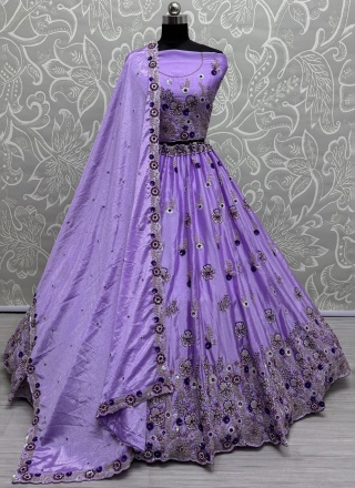 Glitzy Sequins Silk Violet Trendy Lehenga Choli