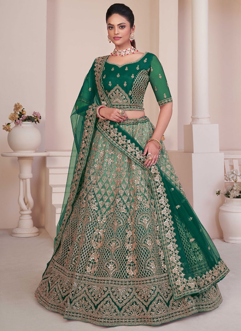 Net Green Lehenga Choli