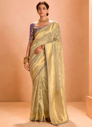 Gold Sangeet Tissue Classic Saree