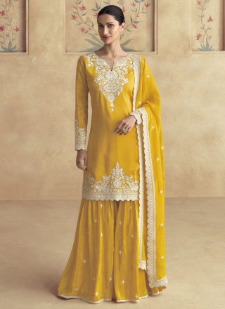 Gold Silk Designer Salwar Kameez