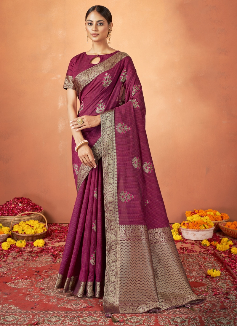 Mahogany Maroon Kanjivaram Silk Saree – SHANGRILA DESIGNER