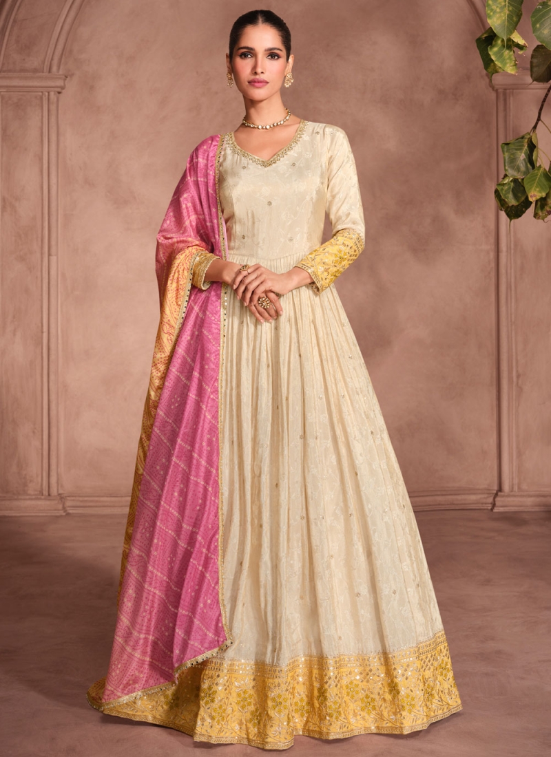 Graceful Zari Readymade Gown