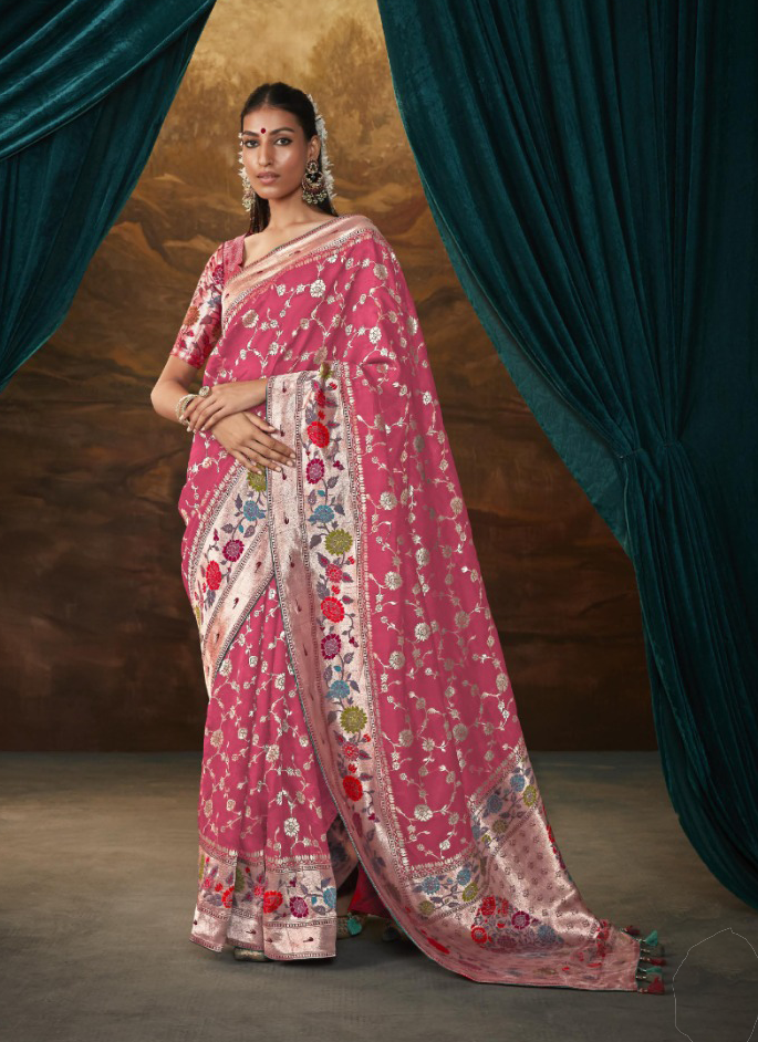 Grandiose Art Banarasi Silk Weaving Print Contemporary Saree