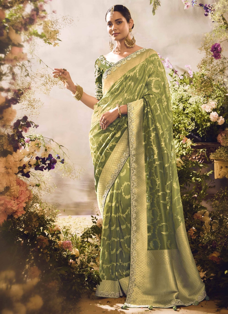 Green Ceremonial Contemporary Saree