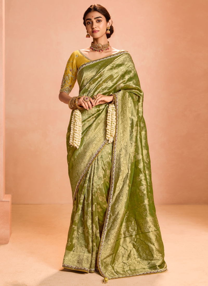 Green Ceremonial Silk Designer Saree