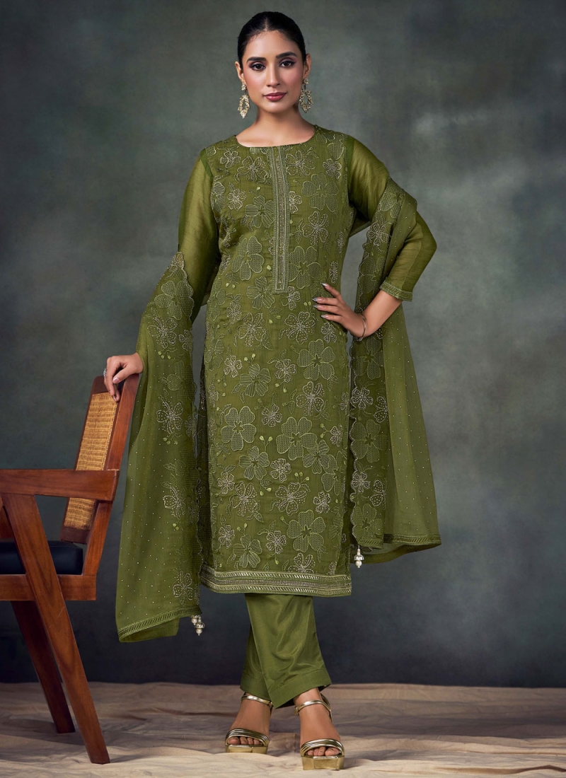 Green Chiffon Festival Trendy Salwar Kameez