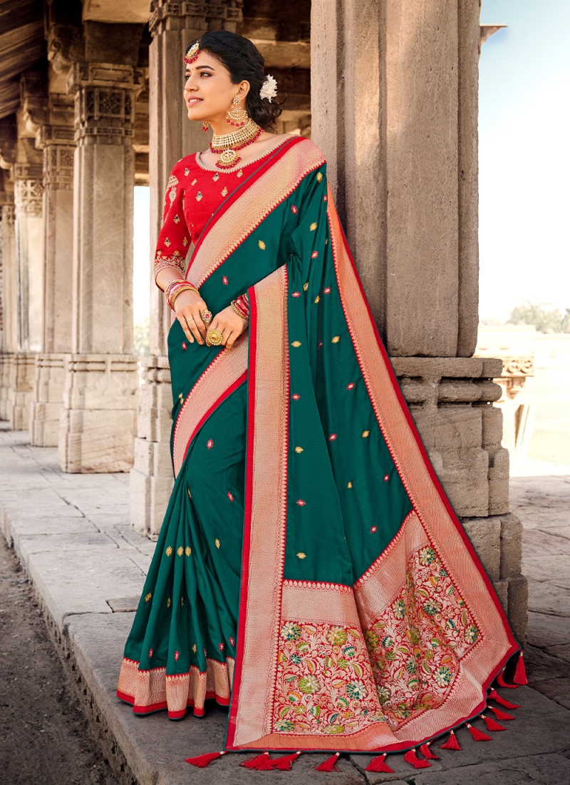 Green Color Classic Saree