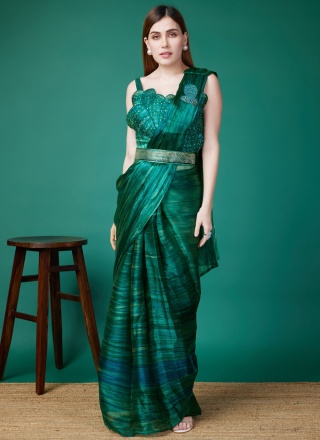 Green Color Classic Saree