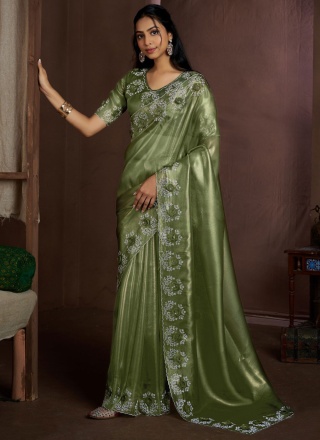 Green Color Classic Saree